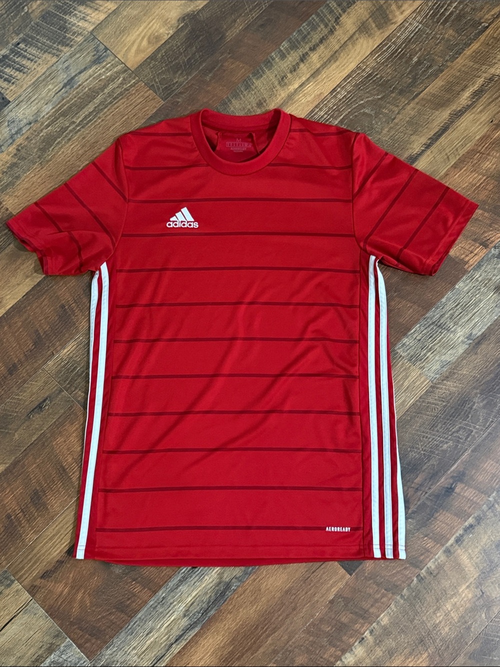 Adidas AeroReady Red Striped Performance Soccer Jersey Shirt Men’s Medium